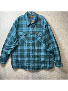Dixxon Kingman Mens 4X Blue Plaid Flannel Shirt Button Snap Chest Pockets